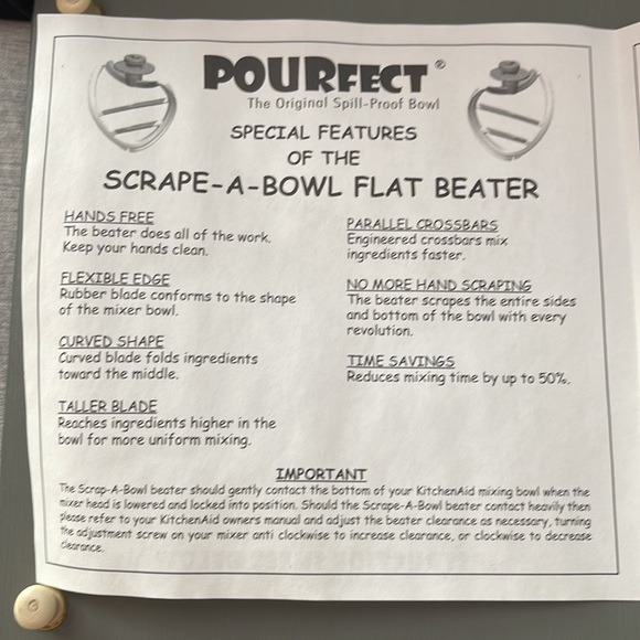 POURfect Scrape-A-Bowl Flex Edge Beater fits 5.0qt Bowl - Picture 9 of 10